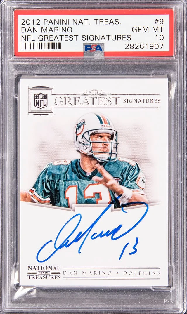 2012 Panini National Treasures Dan Marino NFL Greatest Signatures #9 card image