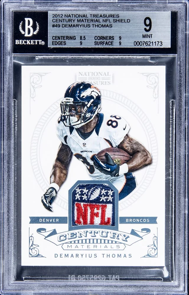 2012 Panini National Treasures Demaryius Thomas Century Material NFL Shield #49 card image