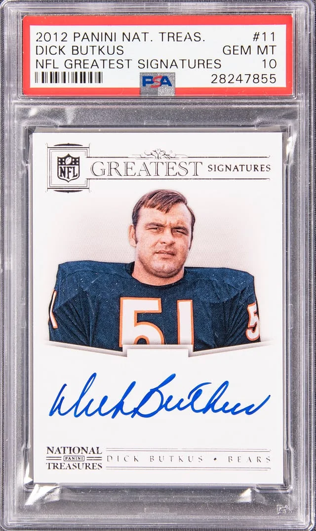 2012 Panini National Treasures Dick Butkus NFL Greatest Signatures #11 card image