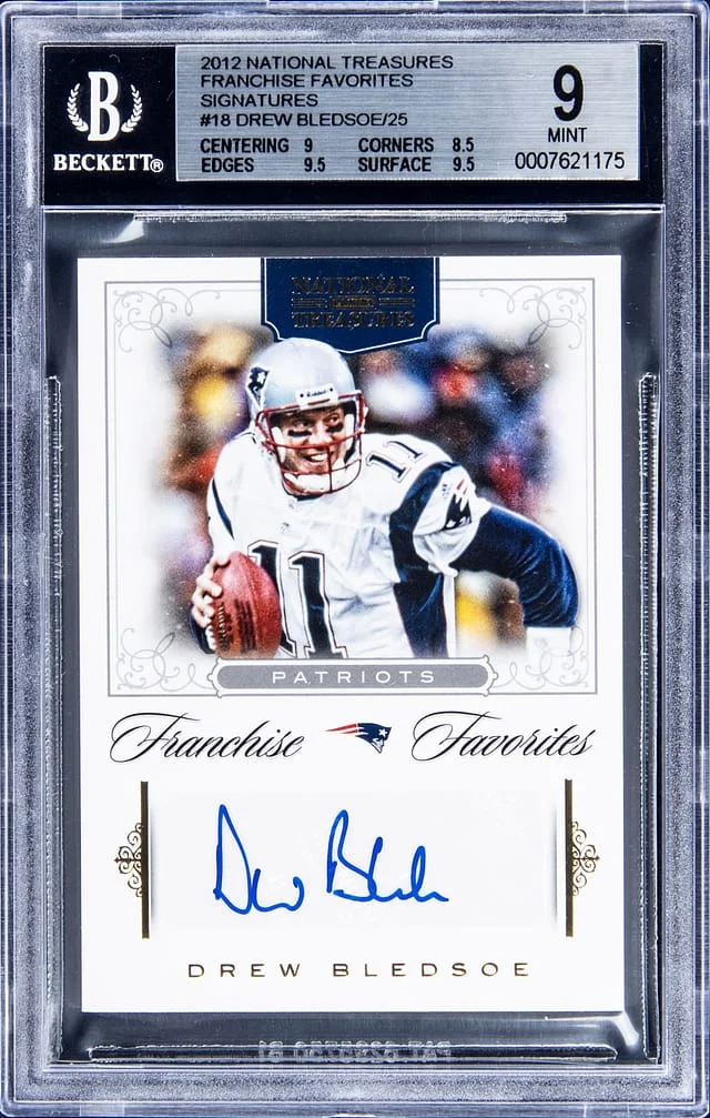2012 Panini National Treasures Drew Bledsoe Franchise Favorites Signatures #18 card image
