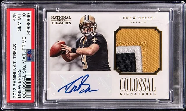 2012 Panini National Treasures Drew Brees Colossal Signature Material Prime #29 card image