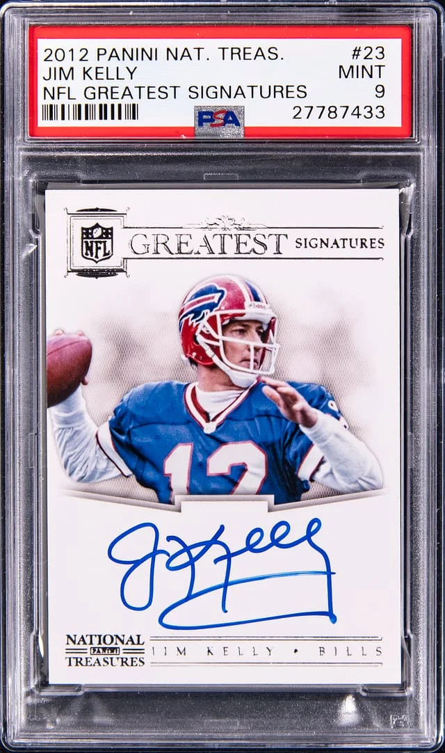 2012 Panini National Treasures Jim Kelly NFL Greatest Signatures #23 card image