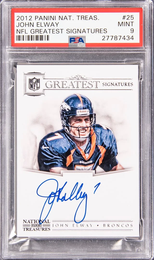 2012 Panini National Treasures John Elway NFL Greatest Signatures #25 card image