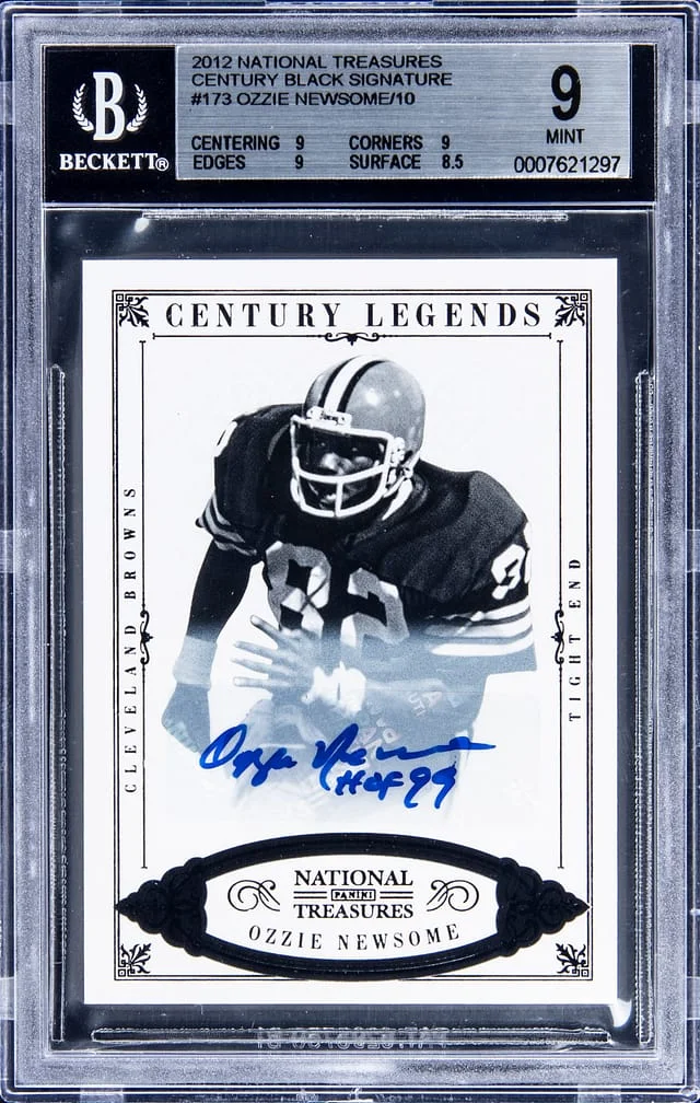 2012 Panini National Treasures Ozzie Newsome Century Black Signature #173 card image