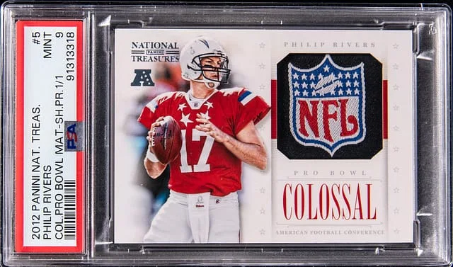 2012 Panini National Treasures Philip Rivers Colossal Pro Bowl Materials Shield Prime #5 card image