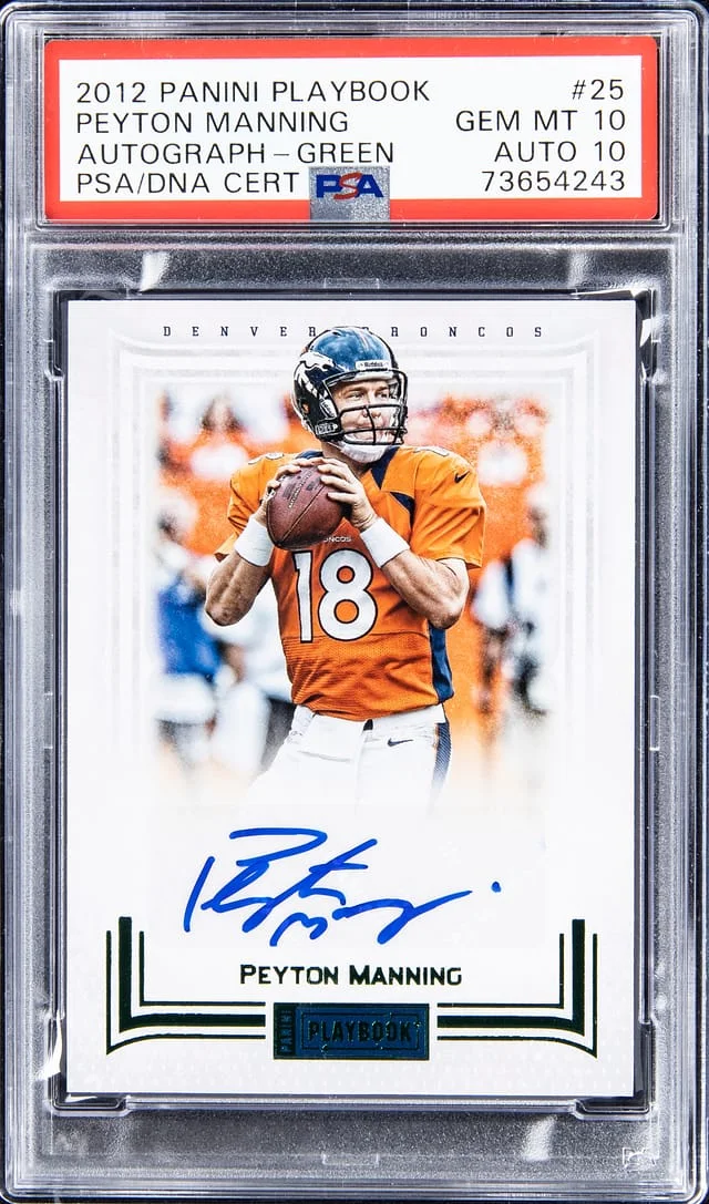 2012 Panini Peyton Manning Playbook Autograph Green #25 card image