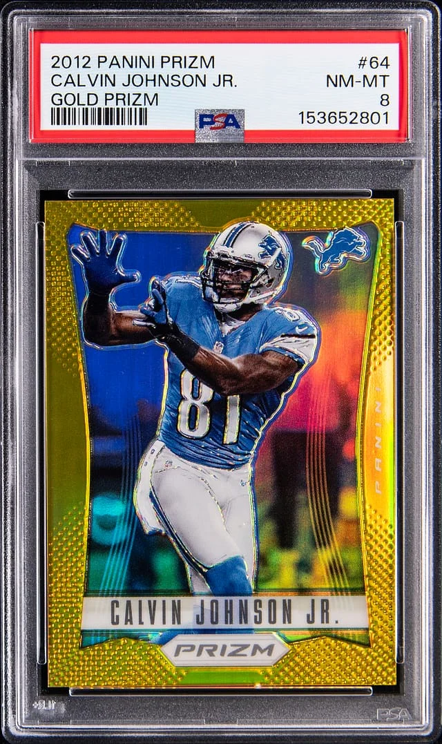 2012 Panini Prizm Calvin Johnson Jr. Gold Prizm #64 card image