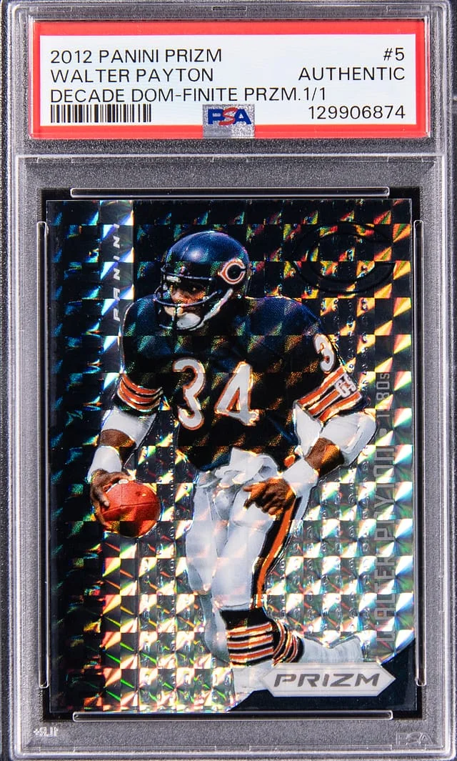 2012 Panini Prizm Walter Payton Decade Dominance Black Finite Prizm #5 card image