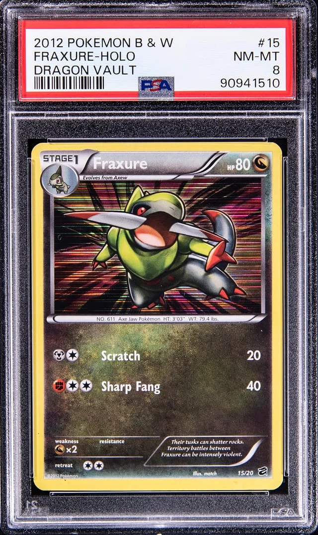 2012 Pokemon Black and White Dragon Vault Rare Holofoil Fraxure #15 card image