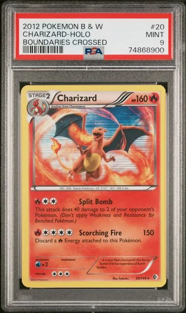 2012 Pokemon Black & White Boundaries Crossed Rare Holofoil Charizard #20 card image