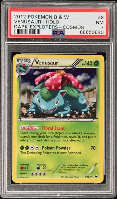 2012 Pokemon Black & White Dark Explorers Cosmos Holofoil Venusaur #3 card image