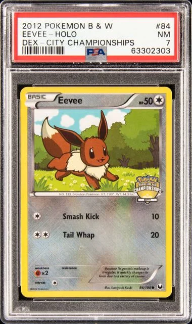 2012 Pokemon Black & White Dark Explorers Crosshatch 2012 City Championships Holofoil Eevee #84 card image