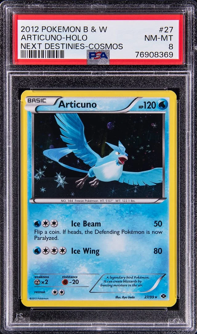 2012 Pokemon Black & White Next Destinies Cosmos Rare Holofoil Articuno #27 card image