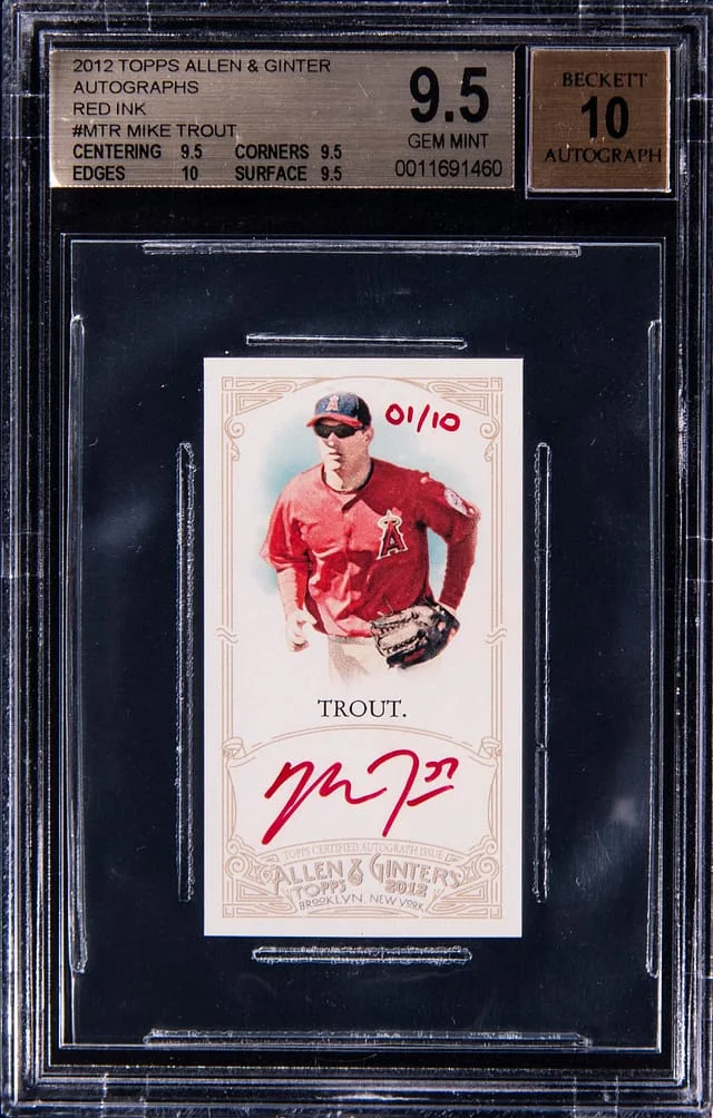 2012 Topps Allen & Ginter Mike Trout Autographs Red Ink #MTR card image