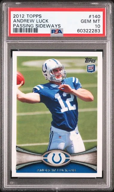 2012 Topps Andrew Luck Passing Sideways #140 card image