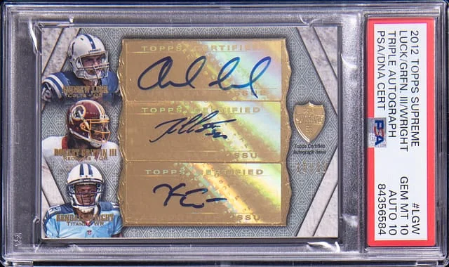 2012 Topps Andrew Luck/Kendall Wright/Robert Griffin Iii Supreme Triple Autograph #LGW card image