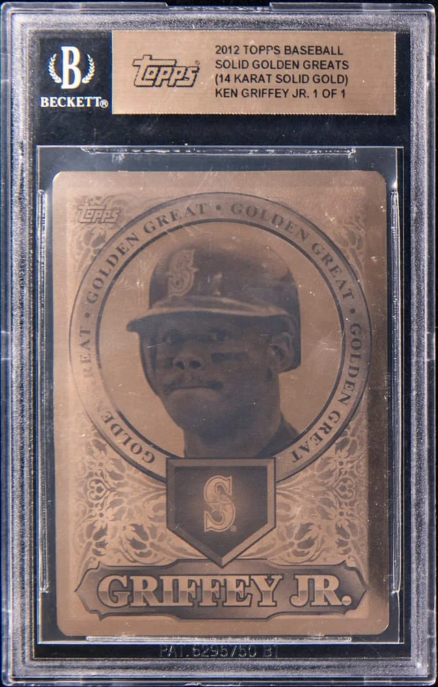 2012 Topps Baseball Karat Solid Gold Ken Griffey Jr. Includes Online Redemption Card - Topps Encapsulated Solid Golden Greats #14 card image