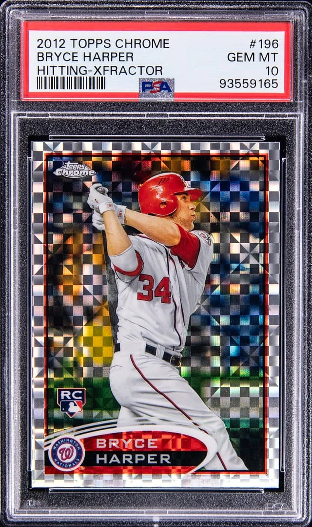 2012 Topps Chrome Bryce Harper (Hitting) XFractor #196 card image