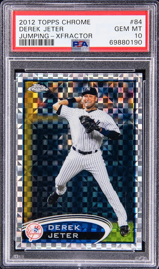 2012 Topps Chrome Derek Jeter Jumping XFractor #84 card image