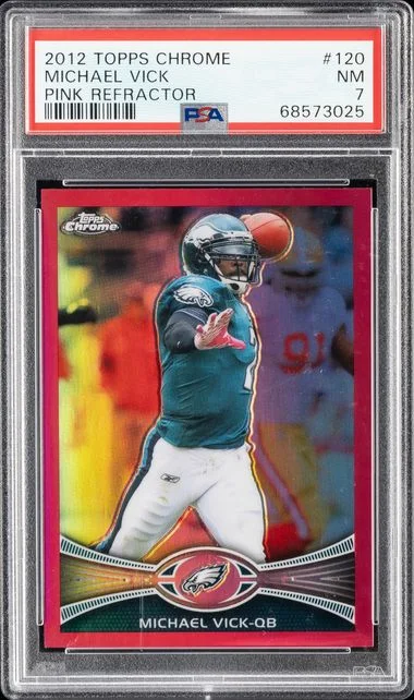 2012 Topps Chrome Michael Vick Pink Refractor #120 card image