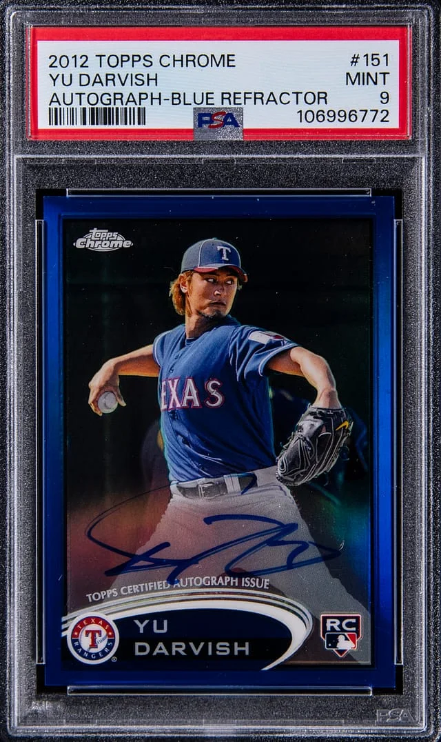 2012 Topps Chrome Yu Darvish Blue Refractor Autograph #151 card image