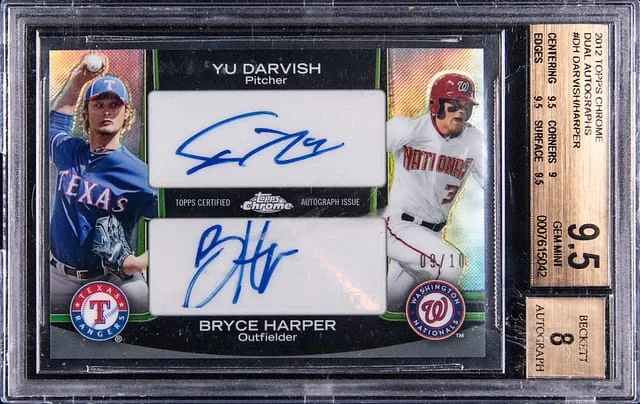 2012 Topps Chrome Yu Darvish/Bryce Harper Dual Autographs #DH card image