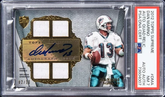 2012 Topps Dan Marino Supreme Autograph Quad Relic #SAQR-DMA card image