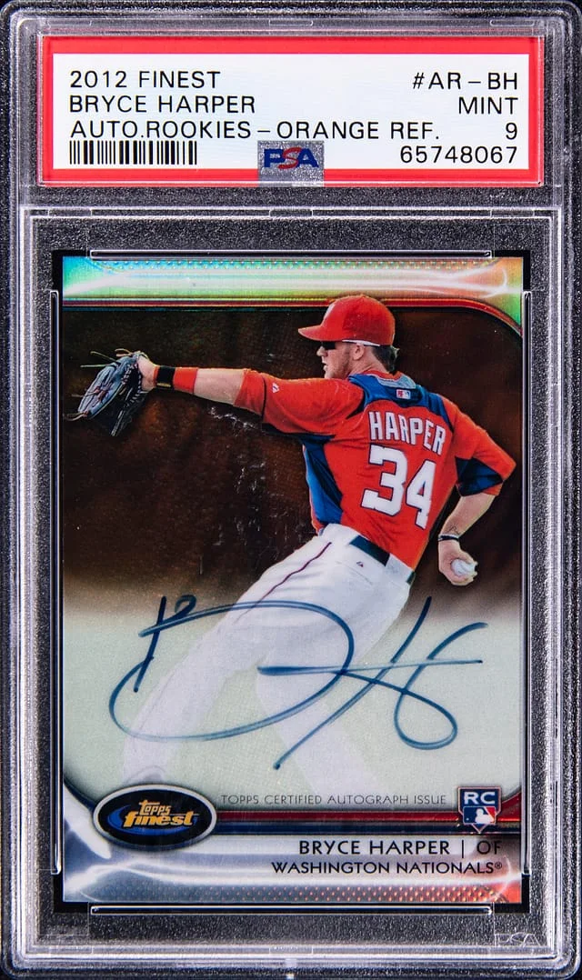 2012 Topps Finest Bryce Harper Autograph Rookies Orange Refractor #AR-BH card image