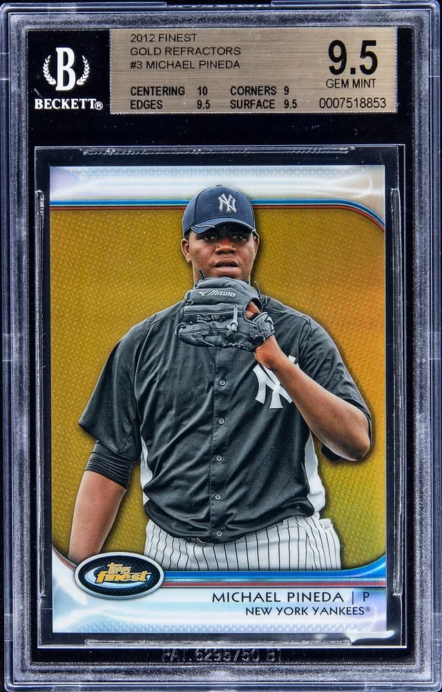 2012 Topps Finest Michael Pineda Gold Refractors #3 card image
