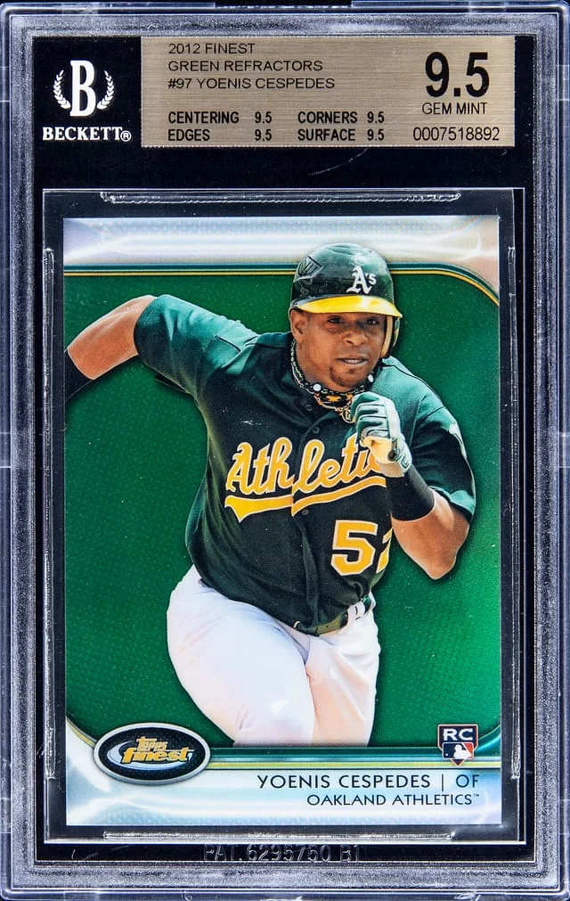 2012 Topps Finest Yoenis Cespedes Green Refractors #97 card image