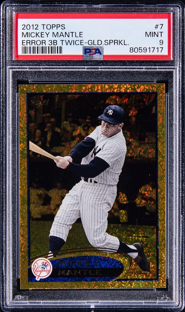 2012 Topps Mickey Mantle Gold Sparkle, Error 3B Twice in Header #7 card image