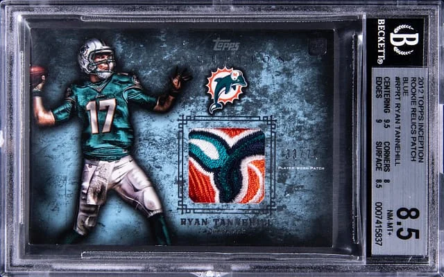 2012 Topps Ryan Tannehill Inception Relics Patch Blue #RP-RT card image