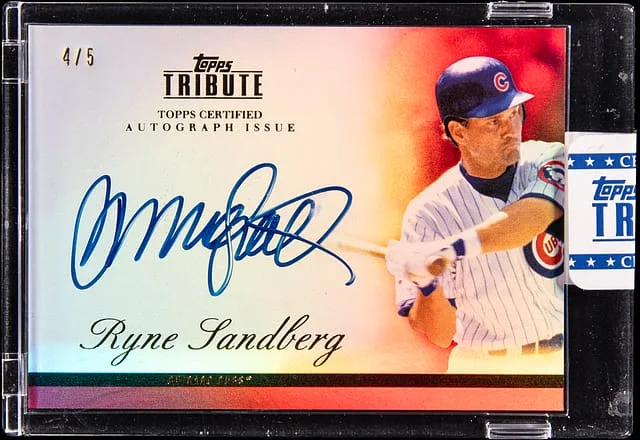2012 Topps Tribute Ryne Sandberg Autograph Red #TA-RSA card image