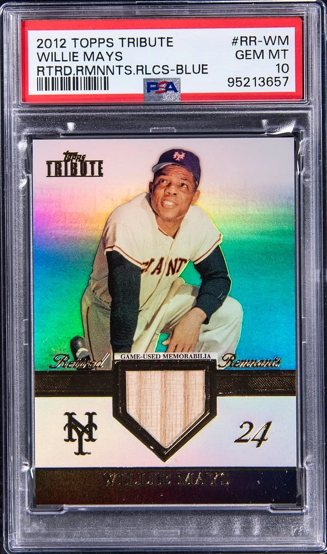 2012 Topps Tribute Willie Mays Bat Retired Remnants Relics Blue #RR-WM card image