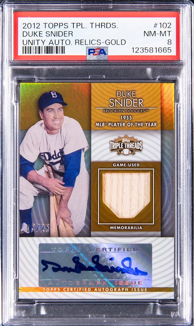 2012 Topps Triple Threads Duke Snider Unity Autograph Relics Gold #102 card image