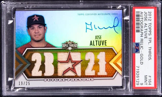2012 Topps Triple Threads Jose Altuve Autograph Relic Gold #164 card image