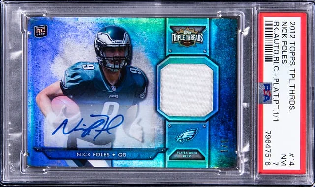 2012 Topps Triple Threads Nick Foles Signed Patch #TTRAR-14 card image