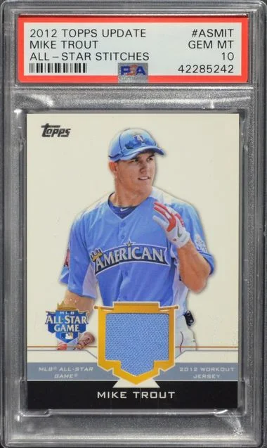 2012 Topps Update Mike Trout All-Star Stitches #AS-MIT card image
