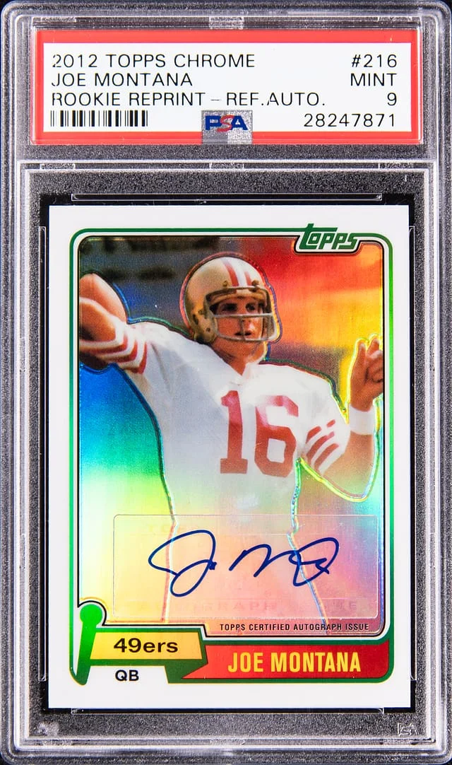 2012 ToppsChrome Reprint Refractor Autograph Joe Montana #216 card image