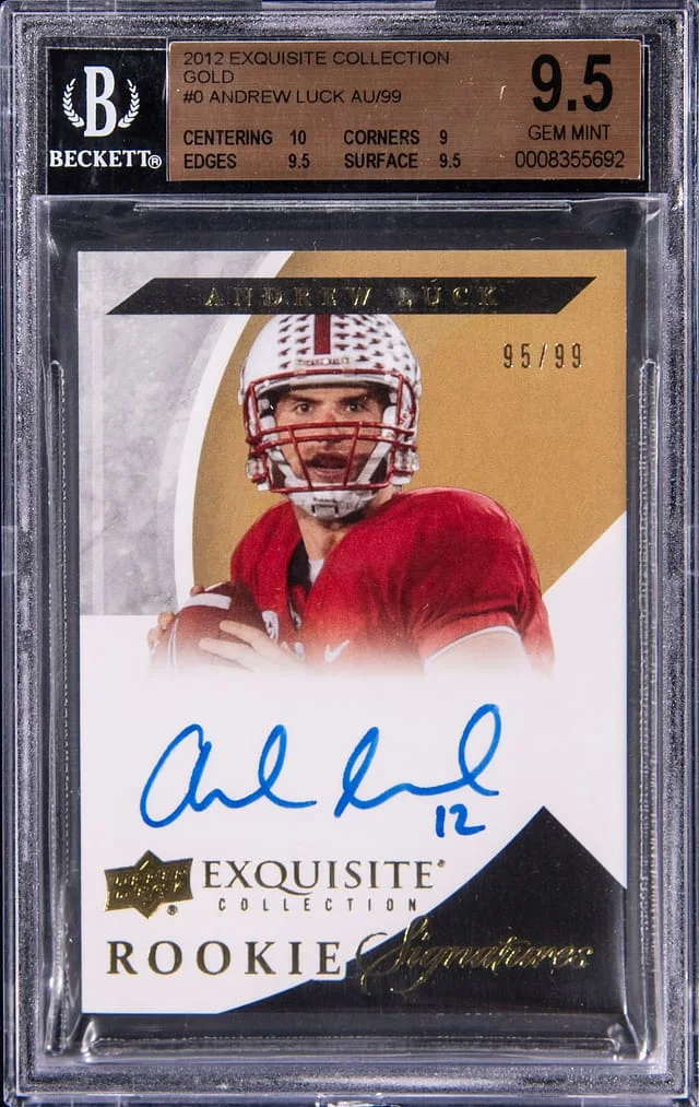 2012 Upper Deck Exquisite Collection Andrew Luck Autograph Gold card image