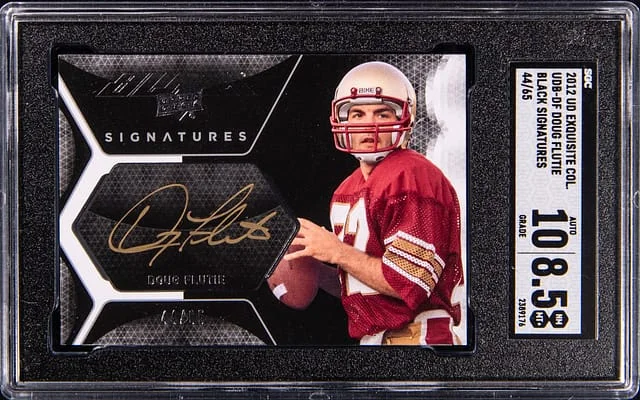 2012 Upper Deck Exquisite Collection Doug Flutie Black Signatures #UDB-DF card image