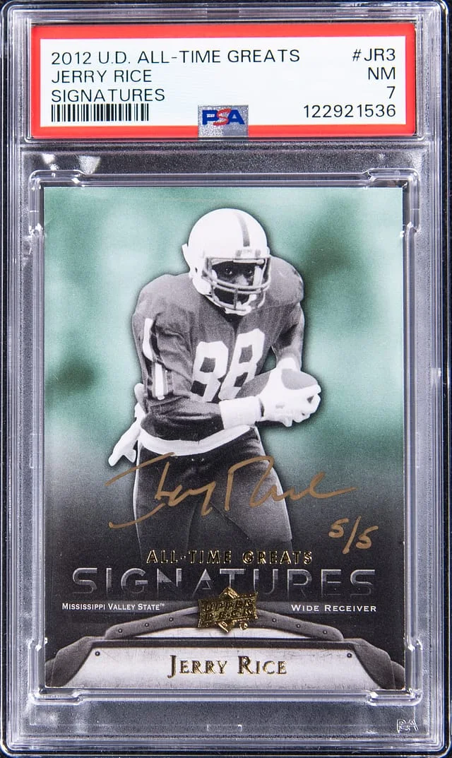 2012 Upper Deck Jerry Rice All-Time Greats Signatures #GA-JR3 card image