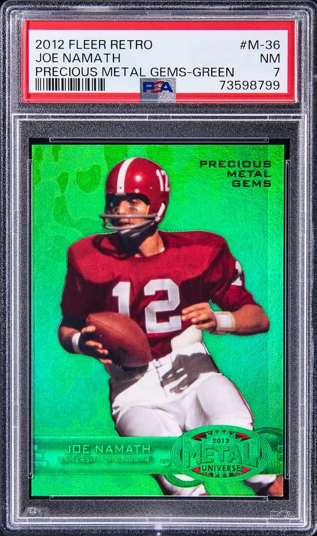 2012 Upper Deck Joe Namath Fleer Retro Precious Metal Gems (PMG) Green #M-36 card image