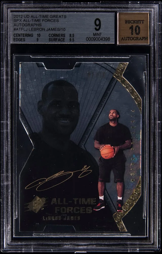 2012 Upper Deck LeBron James All-Time Greats SPx All-Time Forces Autograph #ATF-LJ card image