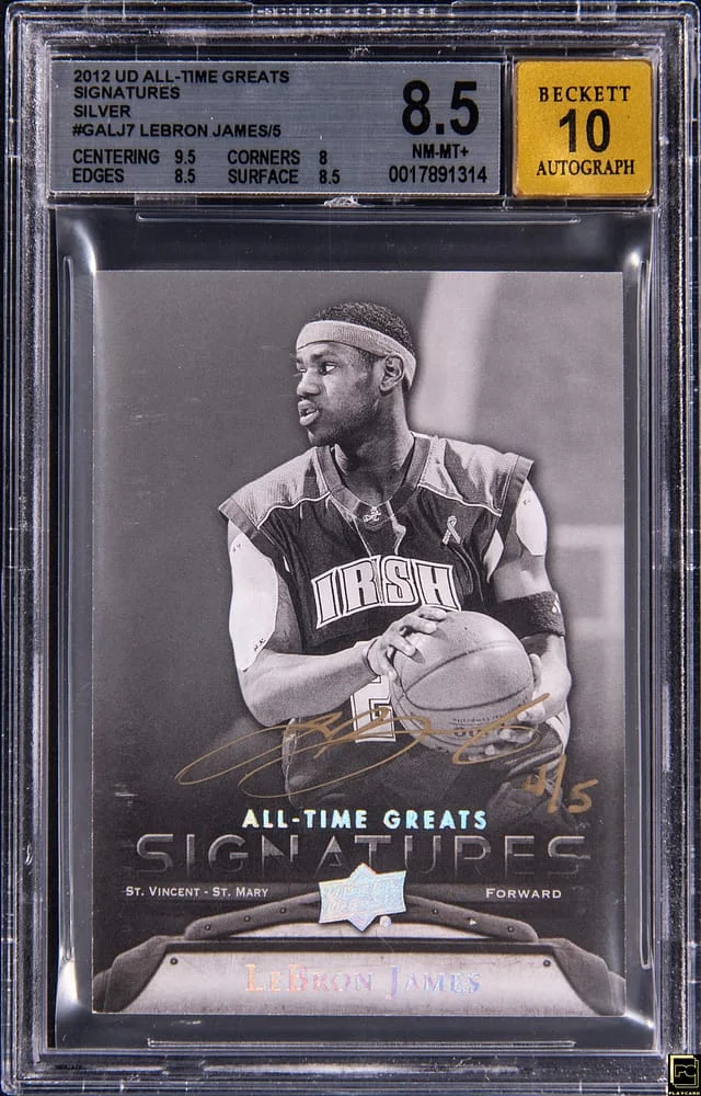 2012 Upper Deck LeBron James All-Time Greats Signatures Silver #GA-LJ7 card image