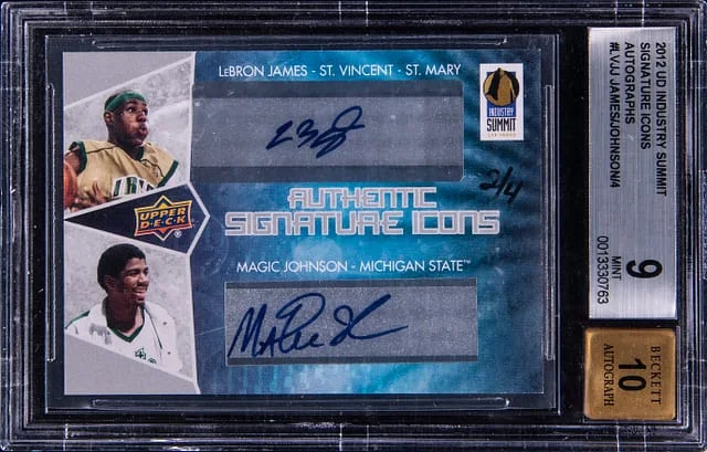2012 Upper Deck LeBron James/Magic Johnson Industry Summit Signature Icons Autographs #LV-JJ card image
