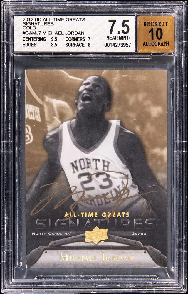 2012 Upper Deck Michael Jordan All-Time Greats Signatures Gold #GAMJ7 card image