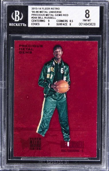 2013-14 Fleer Retro Bill Russell 95-96 Metal Universe Precious Metal Gems Red #244 card image