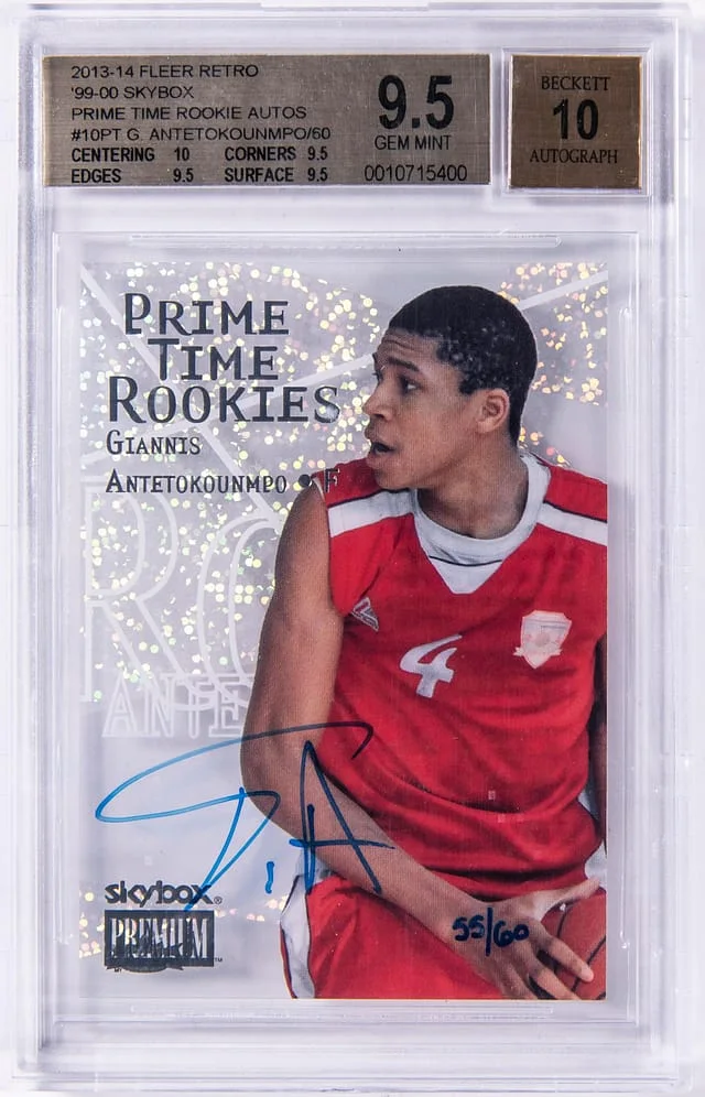 2013-14 Fleer Retro Giannis Antetokounmpo 99-00 SkyBox Prime Time Autographs #10PT card image