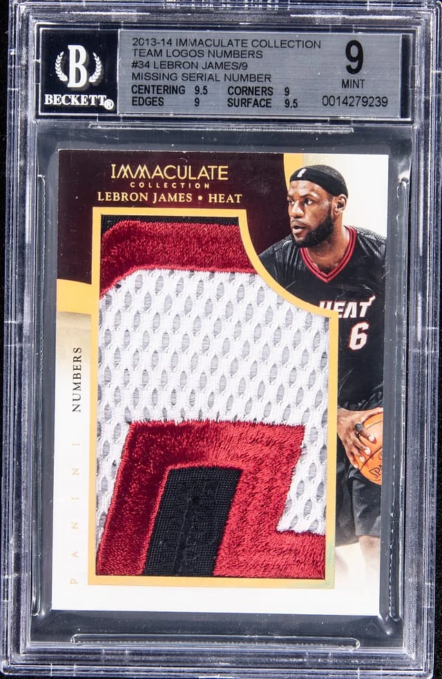 2013-14 Immaculate LeBron James Collection Team Logos Numbers Missing Serial Number #34 card image